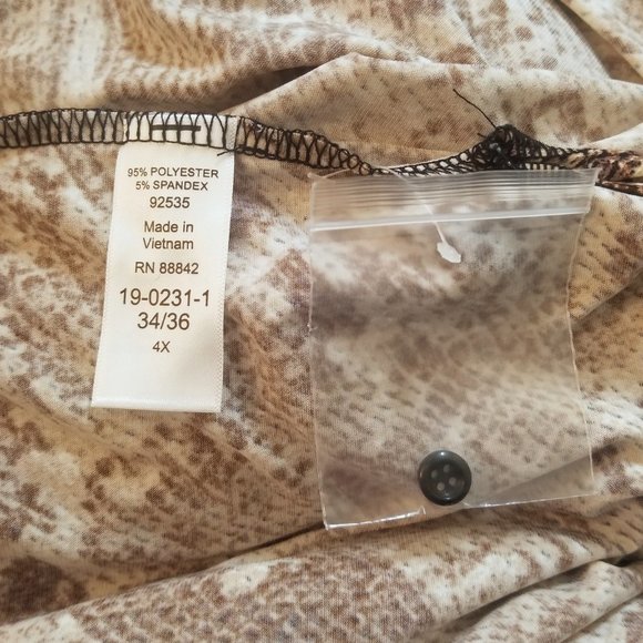 Brown Snake-print Dress with Collar and Tie Waist - Picture 9 of 9